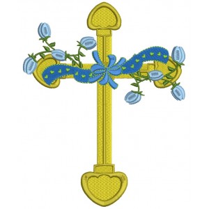 Cross With Flowers Filled Machine Embroidery Design Digitized Pattern
